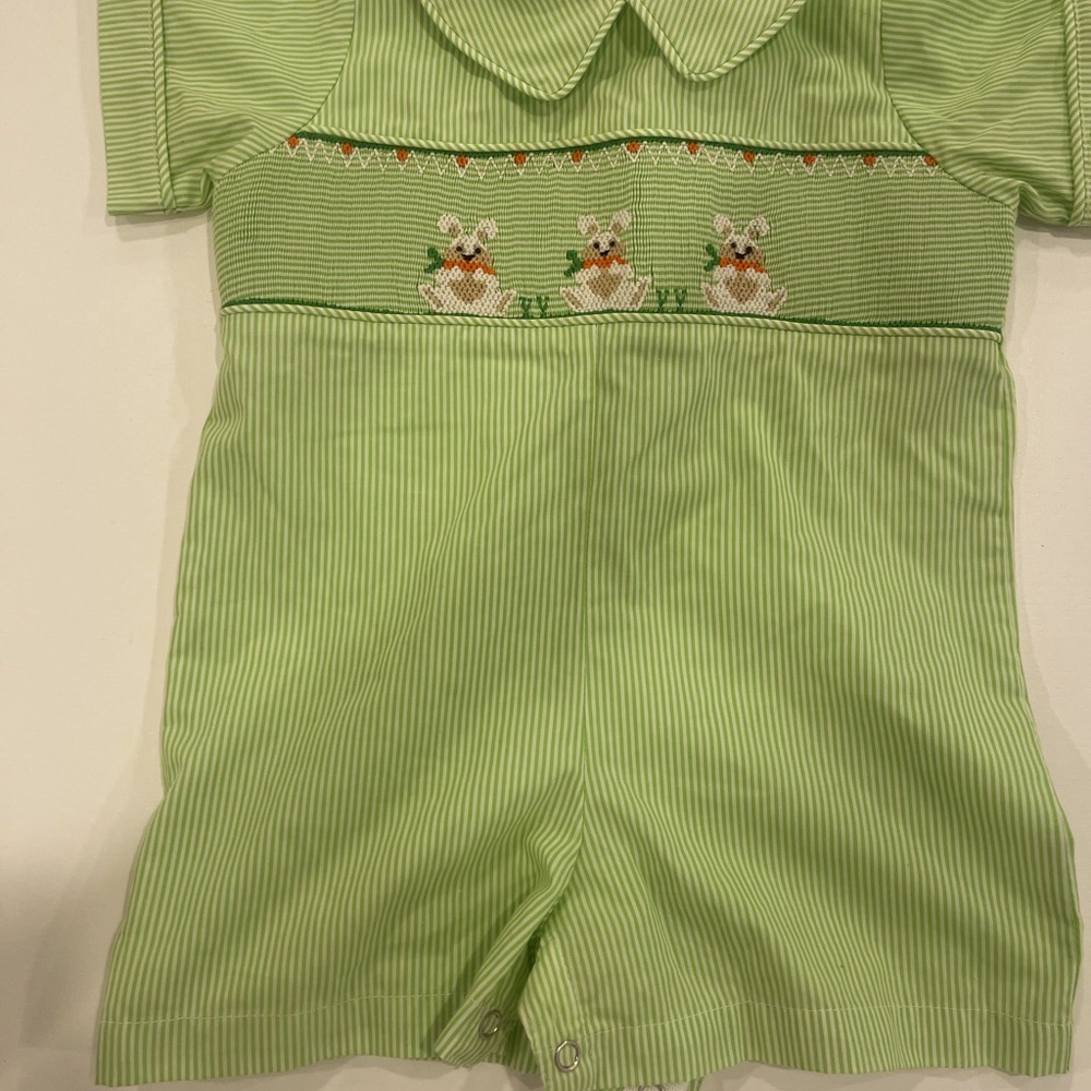 Smocked shortalls for Easter